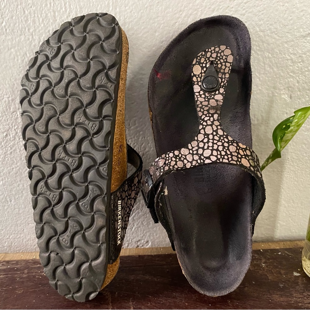 Pre-owned Birkenstock Arizona Women's Black Sandals Sz 38/7